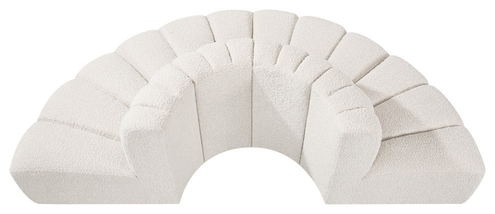 Arc Upholstered Outward Curved Modular Sectional, Cream, 4-Piece: Reverse Corner (4), Boucle Fabric