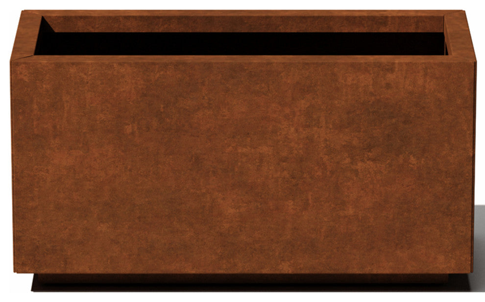 Metallic Series Corten Steel Long Box Planter, Small