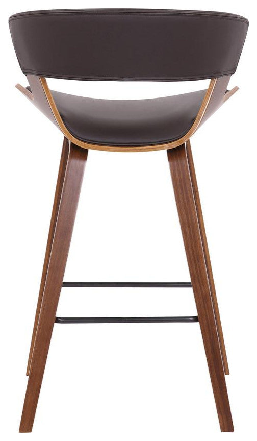 Jagger Modern 26 Wood and Faux Leather Counter Height Bar Stool in WALNUT
