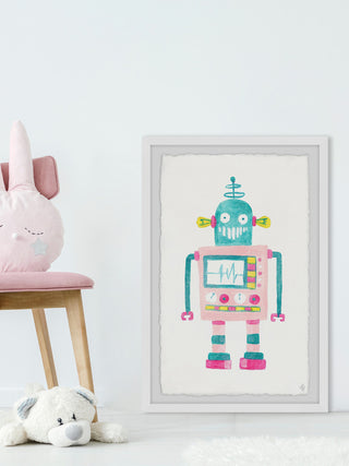 "Girly Robot" Framed Painting Print, 20"x30"
