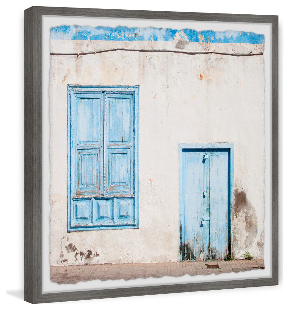 "Blue Doors and Windows" Framed Painting Print, 24x24