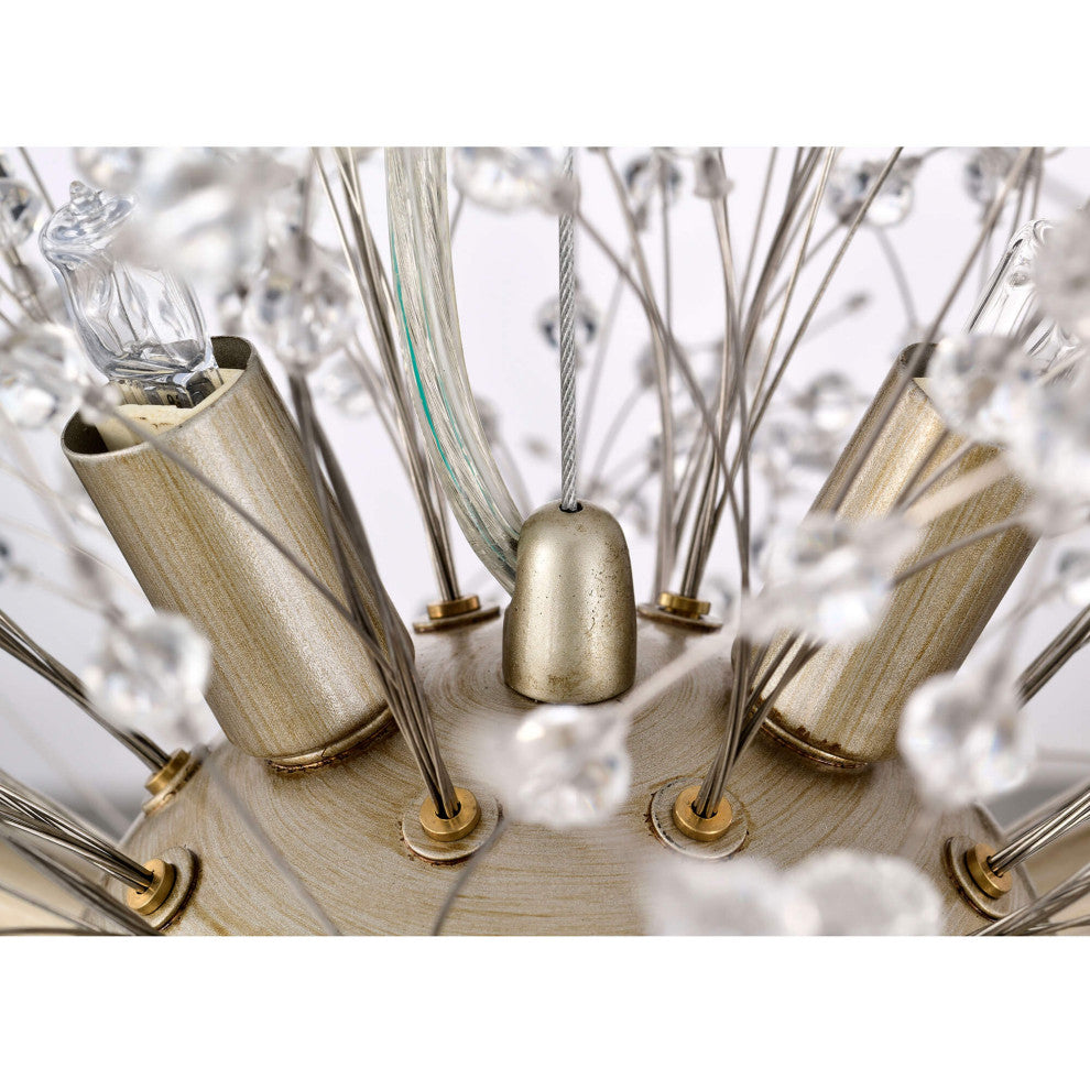 Liria 8-Light Brushed Silver-ish Champagne Beads Firework Chandelier