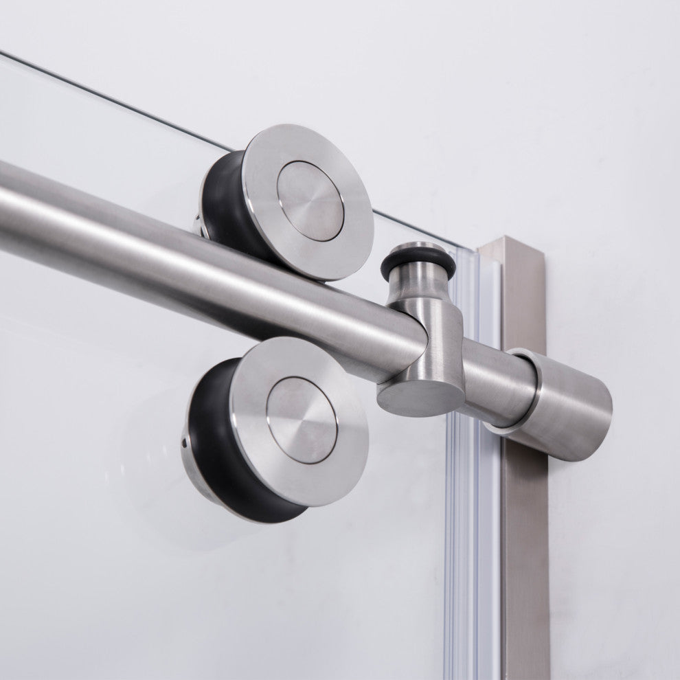 Massa Single Sliding Frameless Shower Door, Brushed Nickel, 48"x76"