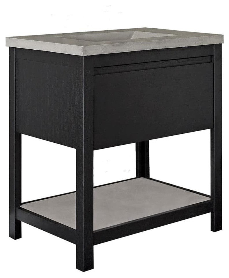 Solace Vanity Set with Palomar Vanity Top and Sink, Ash, Midnight Oak, 30"