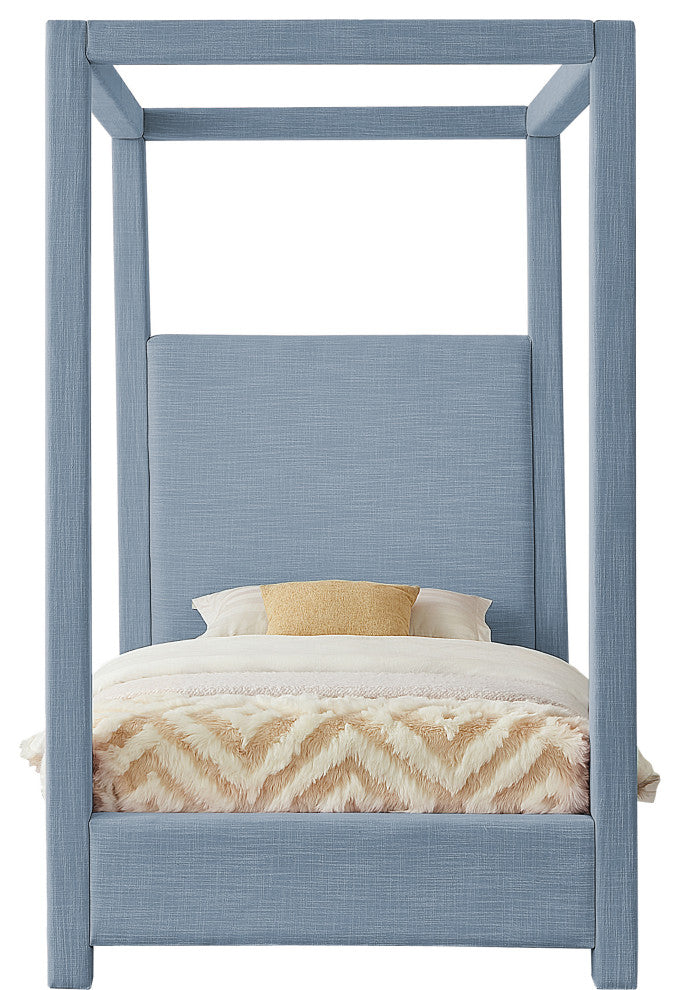 Emerson Upholstered Bed, Sky Blue, Twin, Linen Textured Fabric