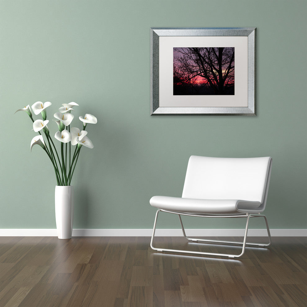 Jason Shaffer ''Pink Sunset'' Matted Framed Art, Silver Frame, White Mat, 14x11