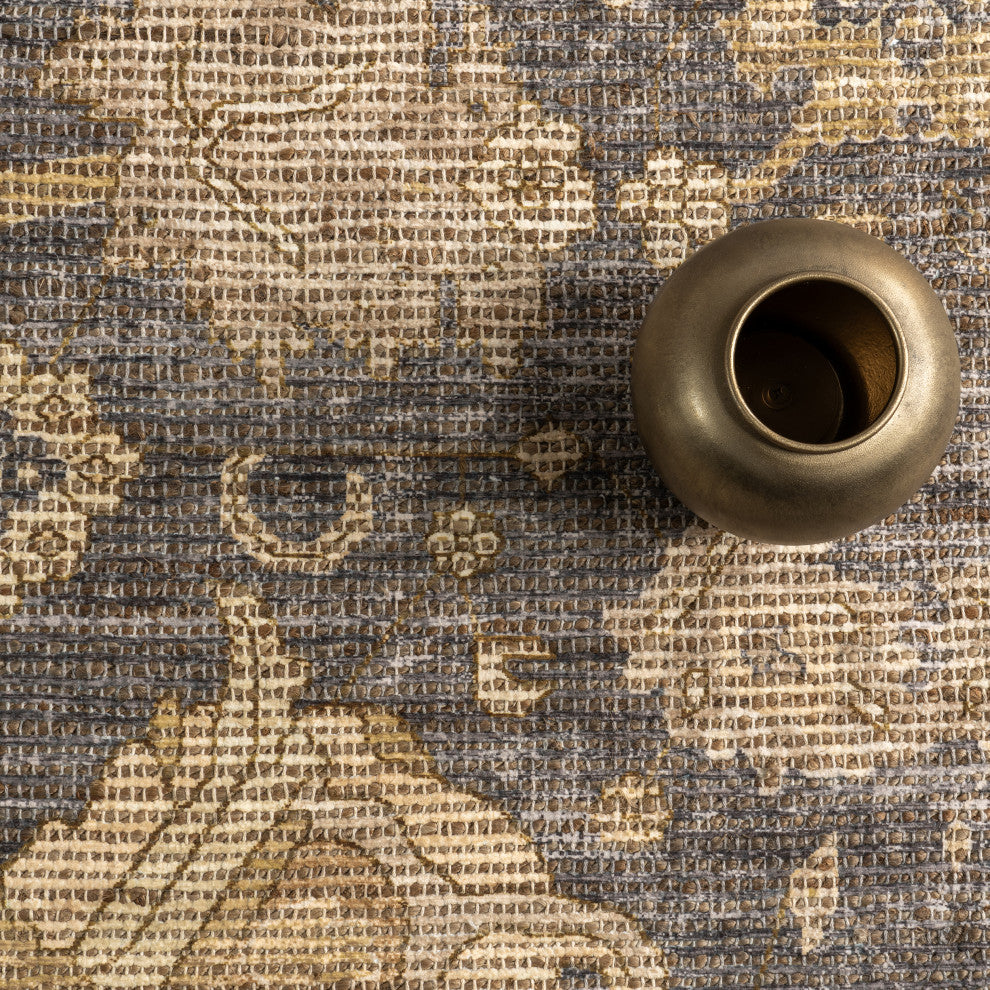 Marigold Vintage Tasseled Area Rug, Dark Brown 10'x14'