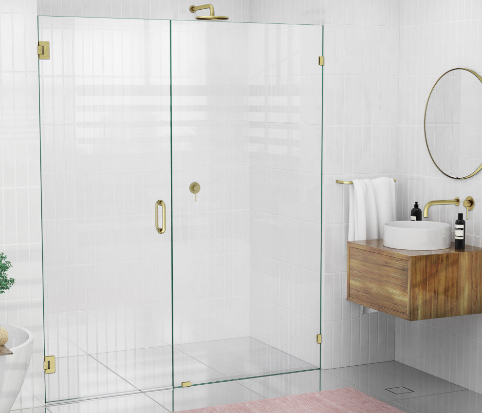 78"x69.25" Frameless Shower Door Wall Hinge, Satin Brass