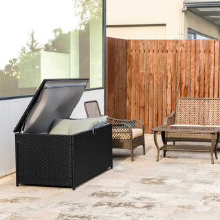 Outdoor Wicker Storage Box, Black