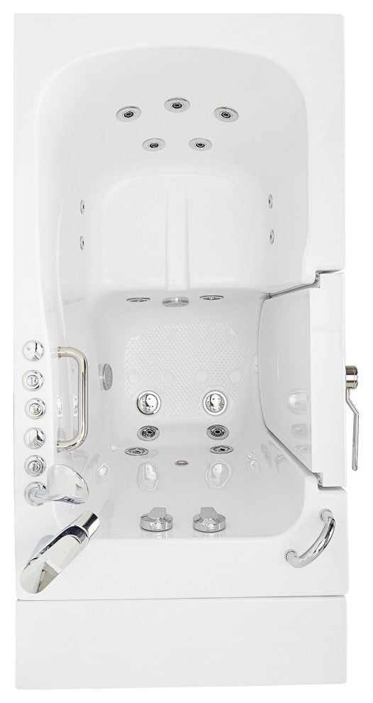 Ella Capri 30"x52" Air+Hydro Massage Walk-In Bathtub, Outward Swing Door, Faucet