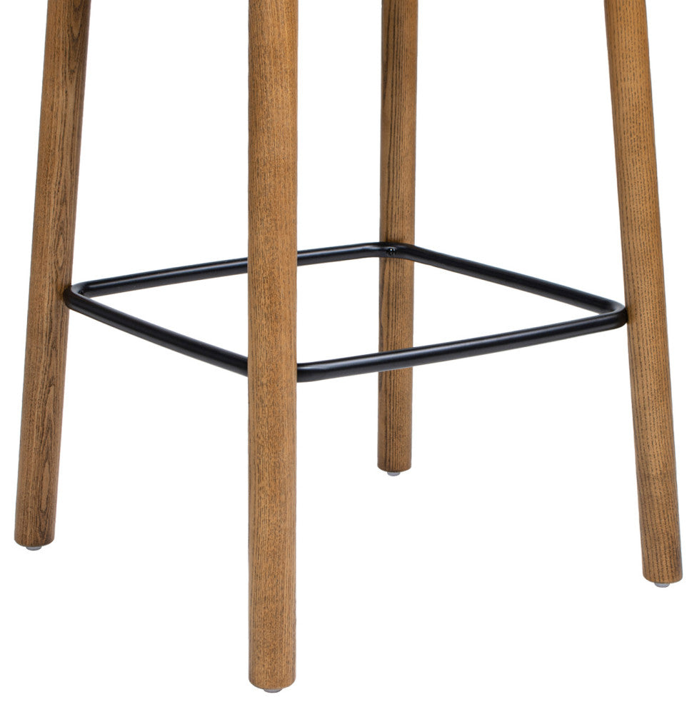Sven 26.5" Low Back Solid Ash Wood Counter Stool, Dark Brown Walnut