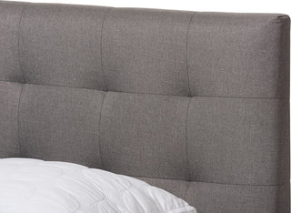 Mitchell Walnut Wood Gray Fabric Dark Bronze Metal Full Platform Bed