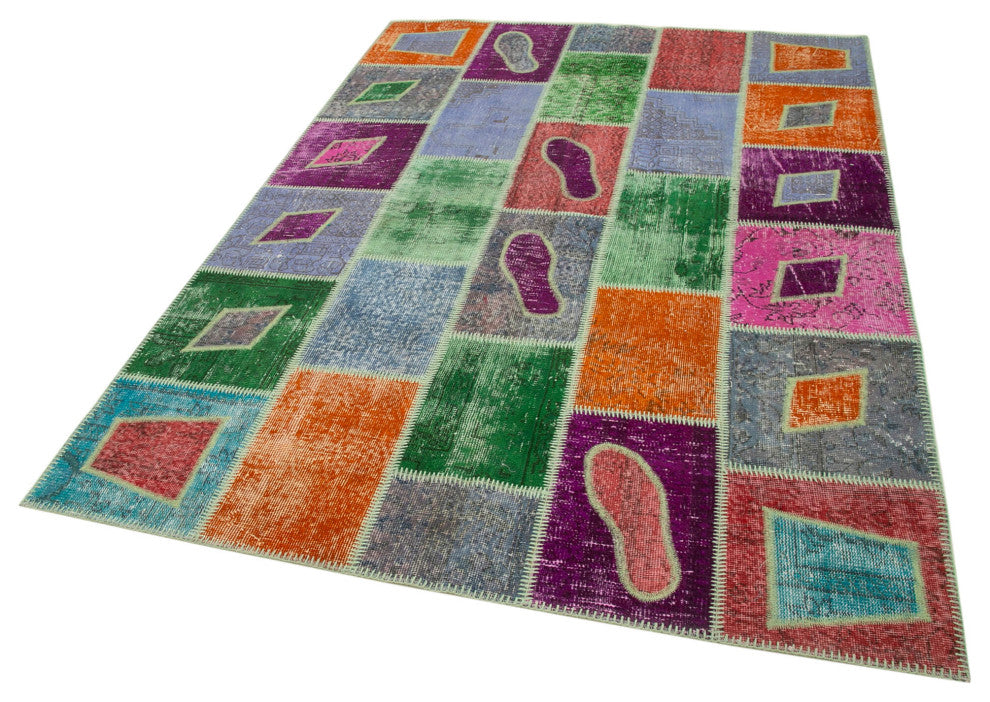 Rug N Carpet - Handmade Oriental 5' 5" x 7' 9" Boho Patchwork Area Rug