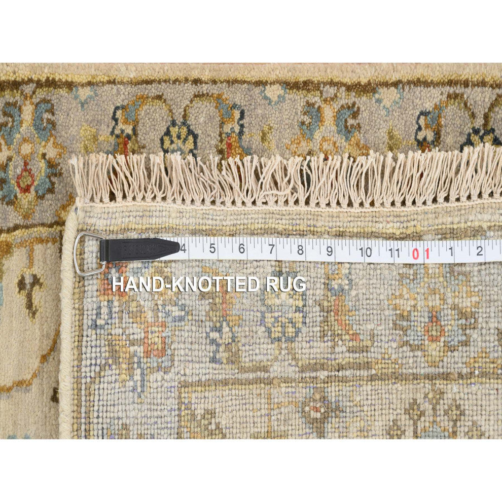 Ivory and Gray, Karajeh Design, Organic Wool Hand Knotted Mat Rug, 2'1"x3'0"