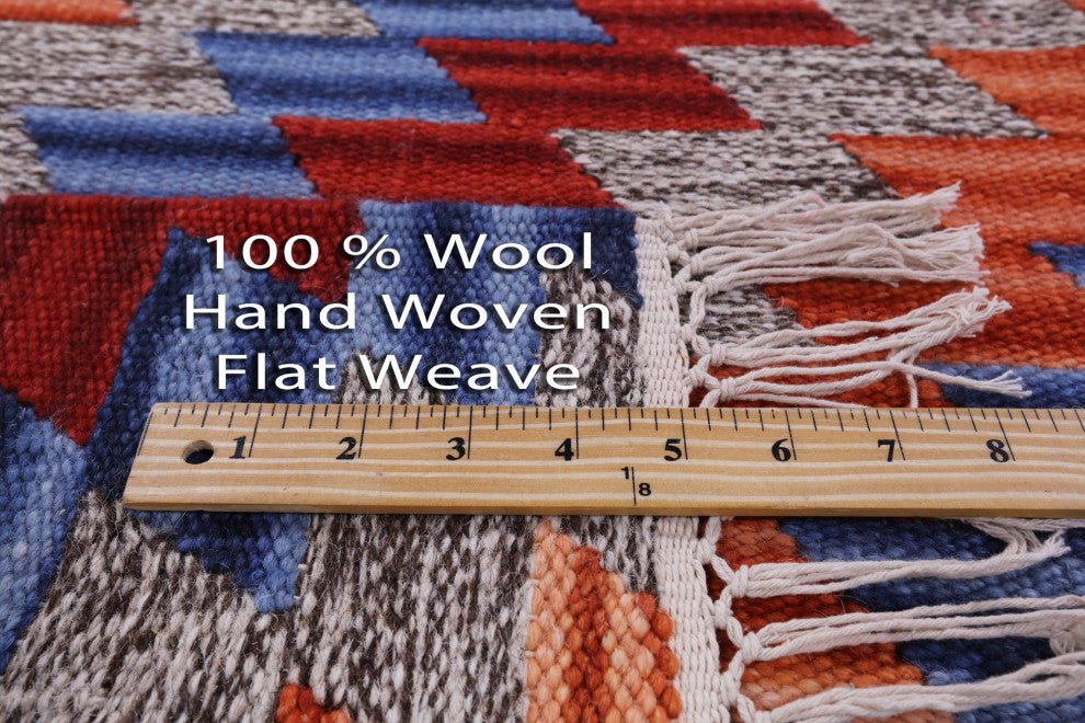 5' 0" X 8' 0" Flat Weave Kilim Reversible Wool Rug Q10544