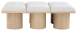Pavilion Boucle Fabric Upholstered 6-Piece Modular Bench, Cream, Natural Finish