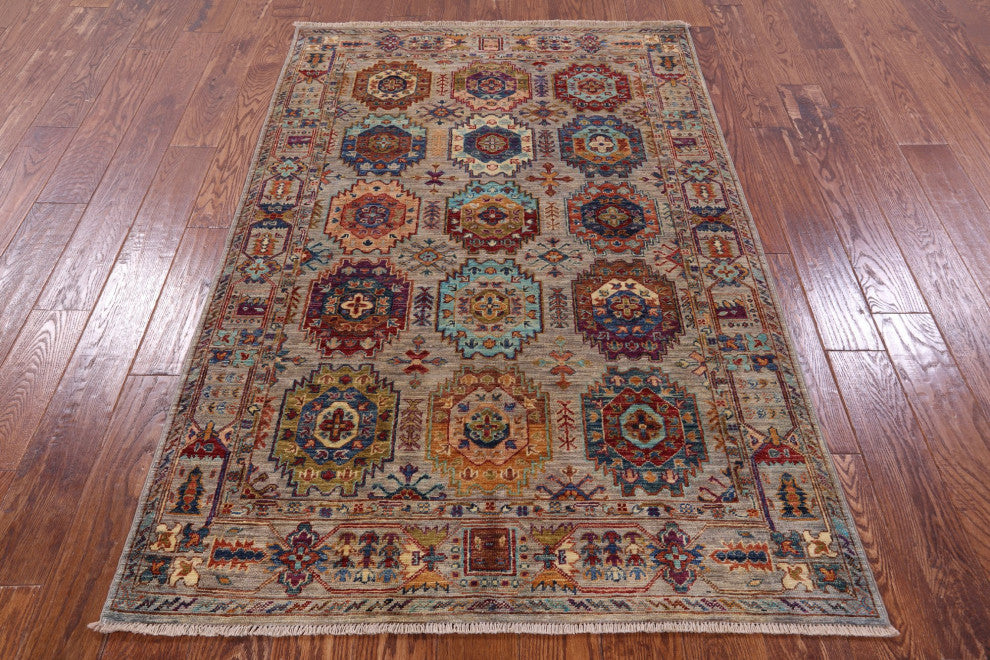 4' 0" X 6' 1" Fine Turkmen Ersari Handmade Rug - Q12478