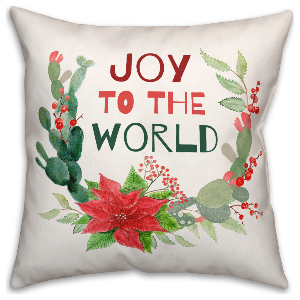 Joy to the World 18x18 Spun Poly Pillow, Wreath