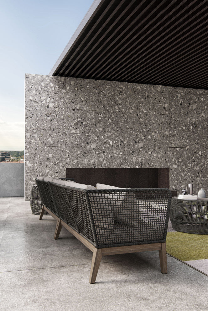 Netta Left Arm Sofa, Dark Gray Cord and Weathered Eucalyptus