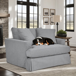 Ciara 53" Upholstered Chair and a Half in Pearl, Slate Gray