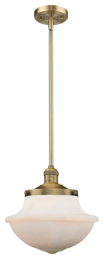Large Oxford 1-Light Mini Pendant, Brushed Brass, Matte White