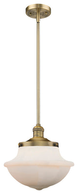 Large Oxford 1-Light Mini Pendant, Brushed Brass, Matte White