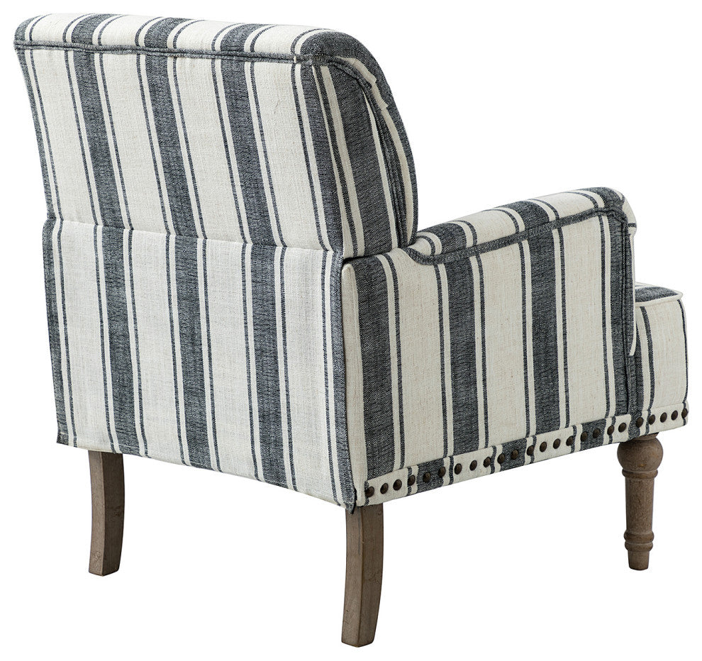 Comfy Living Room Armchair With Stripe Design Set of 2, Black