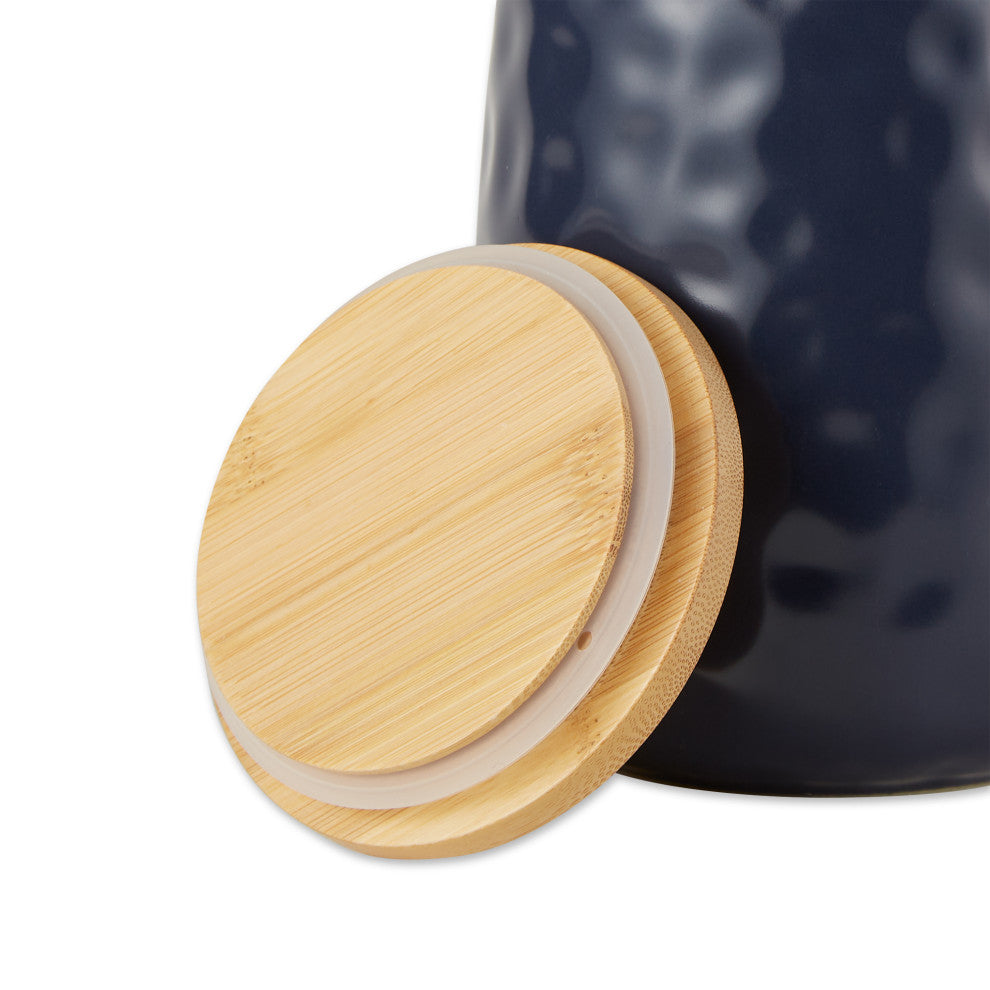 Indigo Blue Matte Dimple Texture Ceramic Canister (Set of 2)