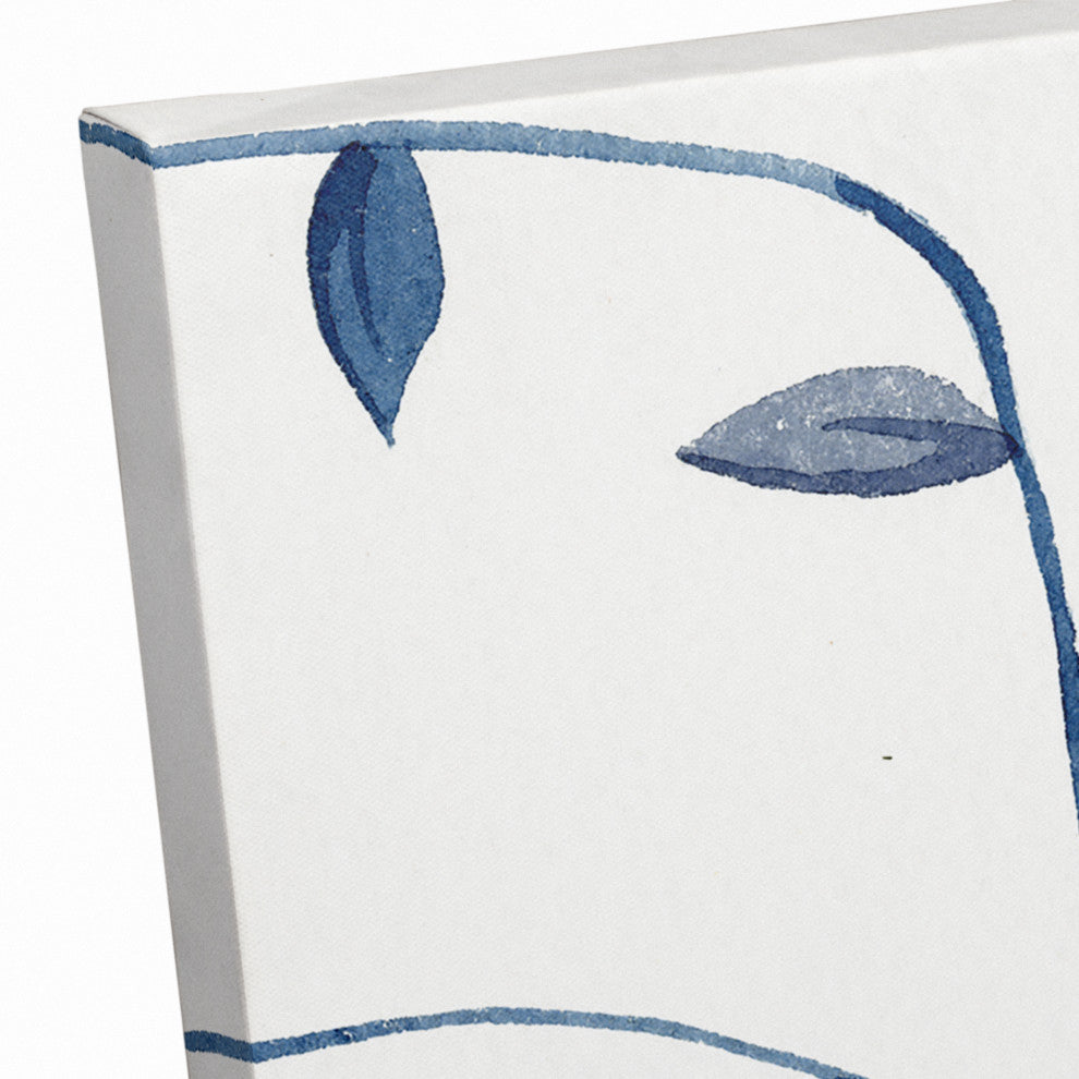 Blue Floral Cow 36x24 Canvas Wall Art
