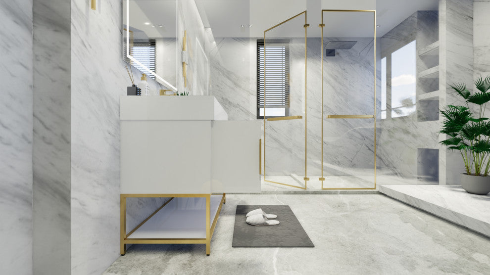 Madison 36" Freestanding Vanity with Reinforced Acrylic Sink, High Gloss White