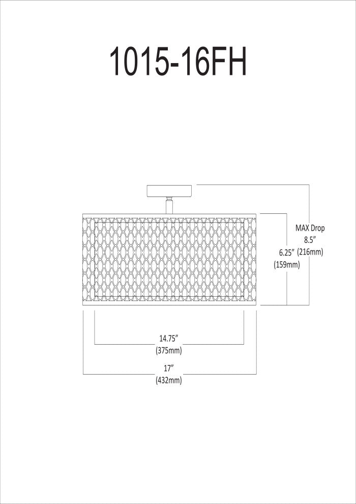Maxine 3-Light Semi-Flush Mount With Laser-Cut Shade, Satin Chrome, Painted, White