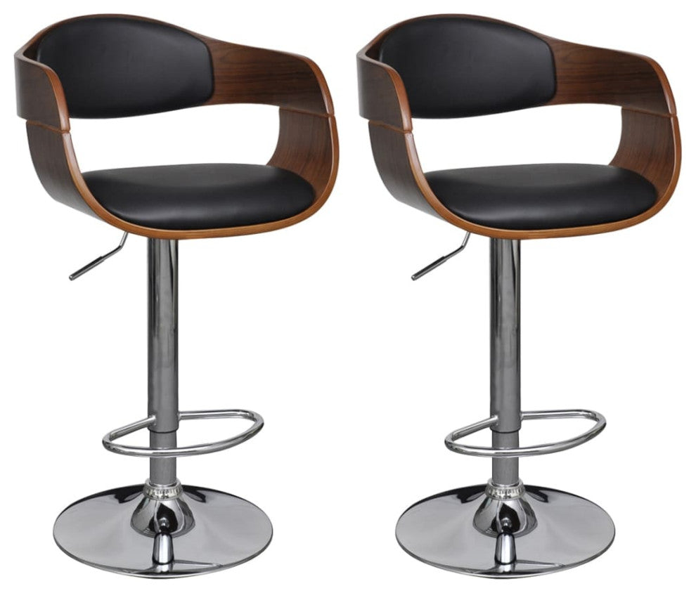vidaXL Bar Stools 2 pcs Bent Wood and Faux Leather