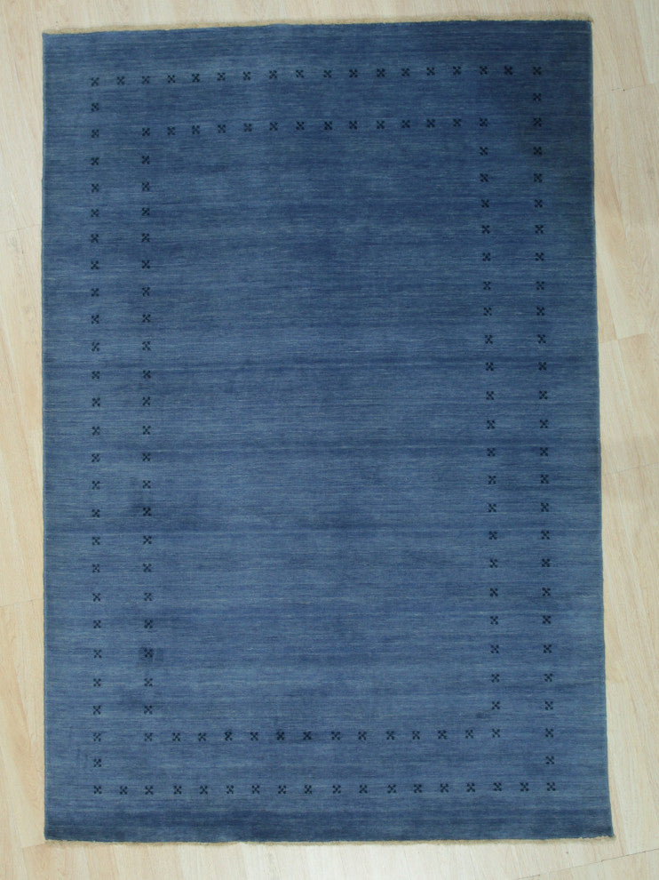 Handmade Wool Blue Transitional Solid Lori Baft Rug, 6' X 9'