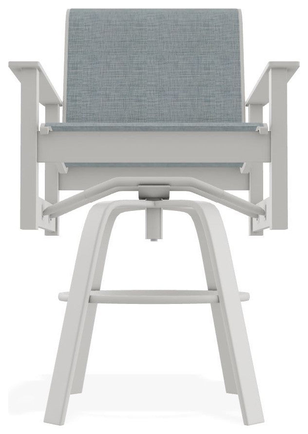 Leeward Sling Bar Height Outdoor Swivel Armchair, Charm/Snow
