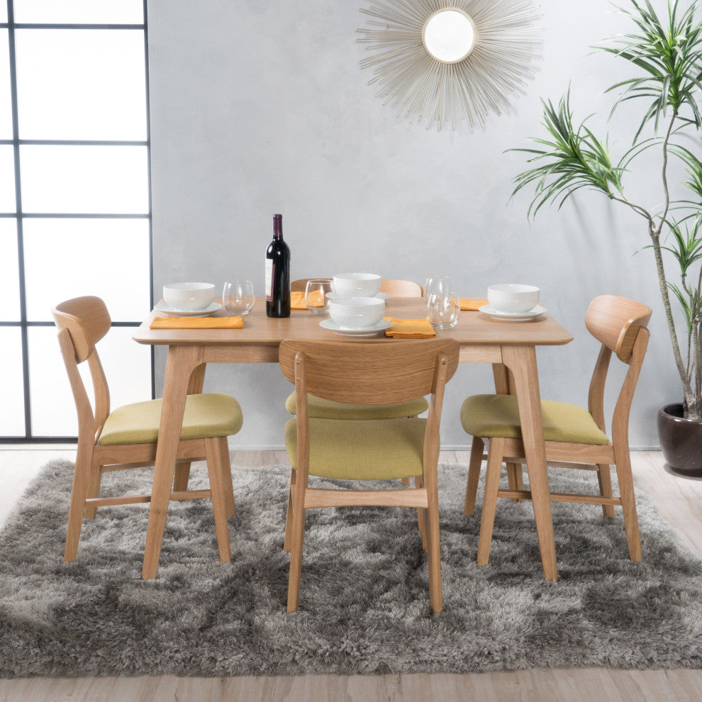 GDF Studio Lucille Mid-Century Modern 5 Piece Dining Set, Green Tea