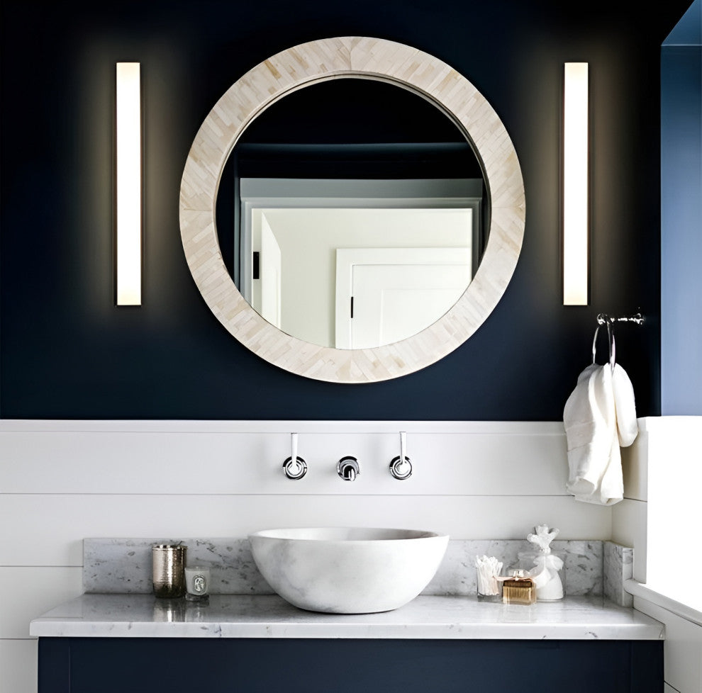 Creative Outdoor Vertical Glass Wall Sconce for Courtyard, Porch, Black, W2.6xh15.0'', Cool Light