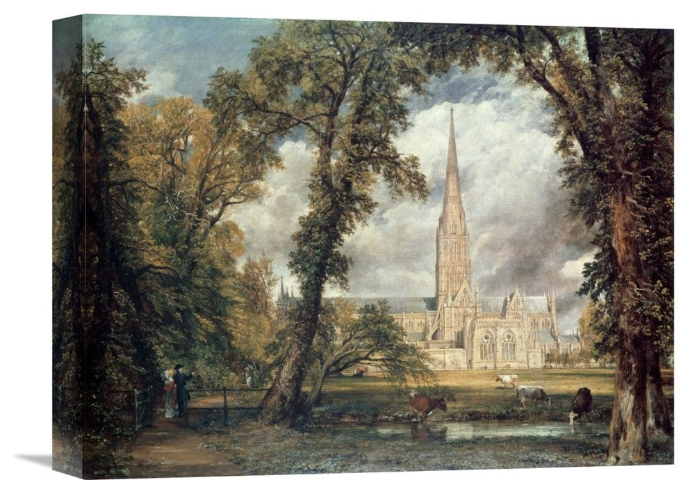 "Salisbury Cathedral" Stretched Canvas Giclee by John Constable, 16"x12"