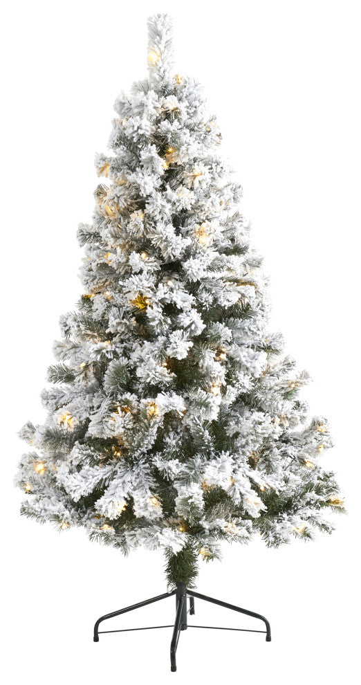 5' Flocked West Virginia Fir Artificial Christmas Tree with 150 LED Lights