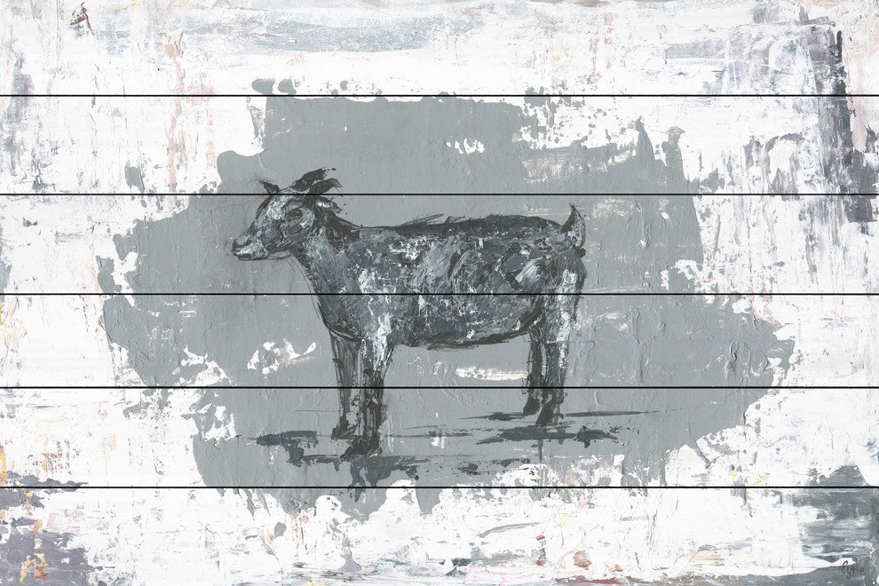 "Tranquil Nanny" Painting Print on White Wood, 36"x24"