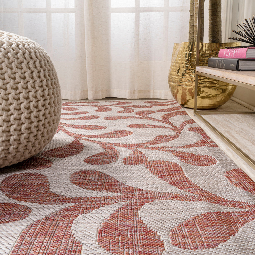 Vine All Over Indoor/Outdoor Red/Beige 8'x10' Area Rug