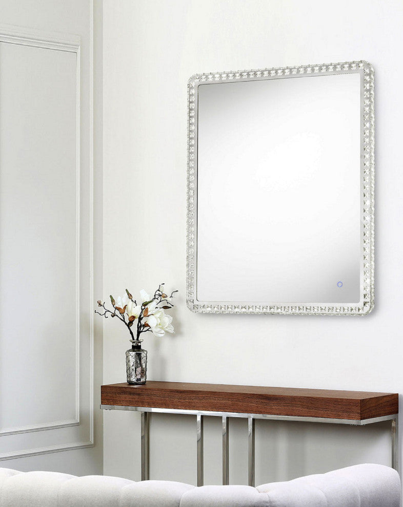 Marilyn Illuminated Rectangular Wall Mirror - 40", Chrome, Touch Dimmer