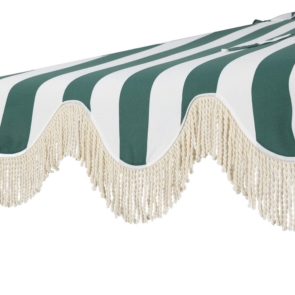 9ft Half Market Umbrella, Scalloped, Crank, Tilt, UV, Green, 108L x 56W x 97H