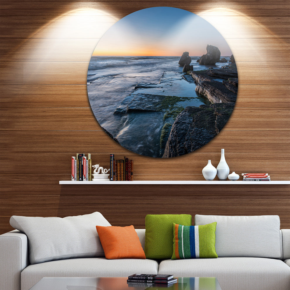 Bluish Sea Waters At Sydney Beach, Seashore Disc Metal Artwork, 11"