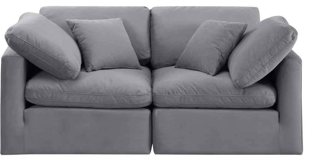 Indulge Upholstered Modular Sofa, Grey, 2-Piece: 2 Corner Chair, Down Stuffed Velvet