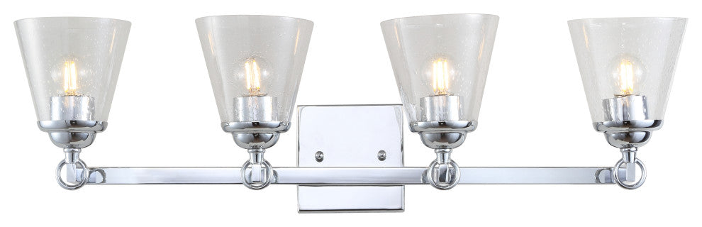 Marion Hurricane Metal, Glass Vanity Light, Chrome, 4-Light