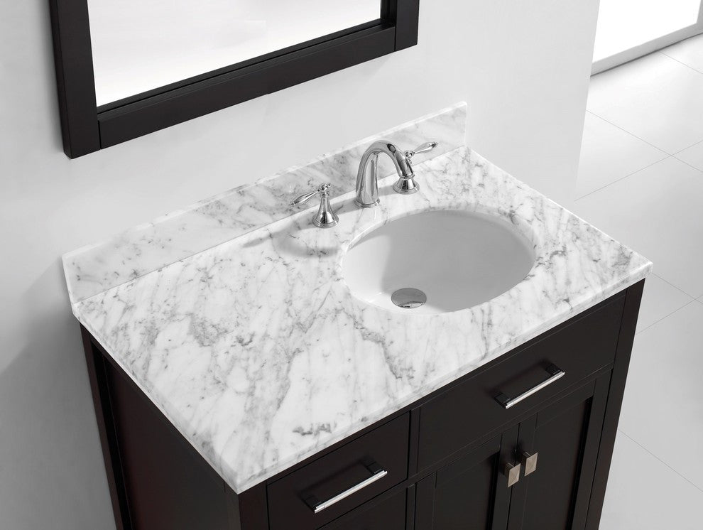 Caroline Parkway 36" Single Bathroom Vanity Set Espresso, Marble Top