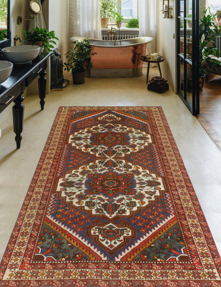 Fine Vintage Distressed Zahra Blue/Ivory Runner, 4'9 x 9'6