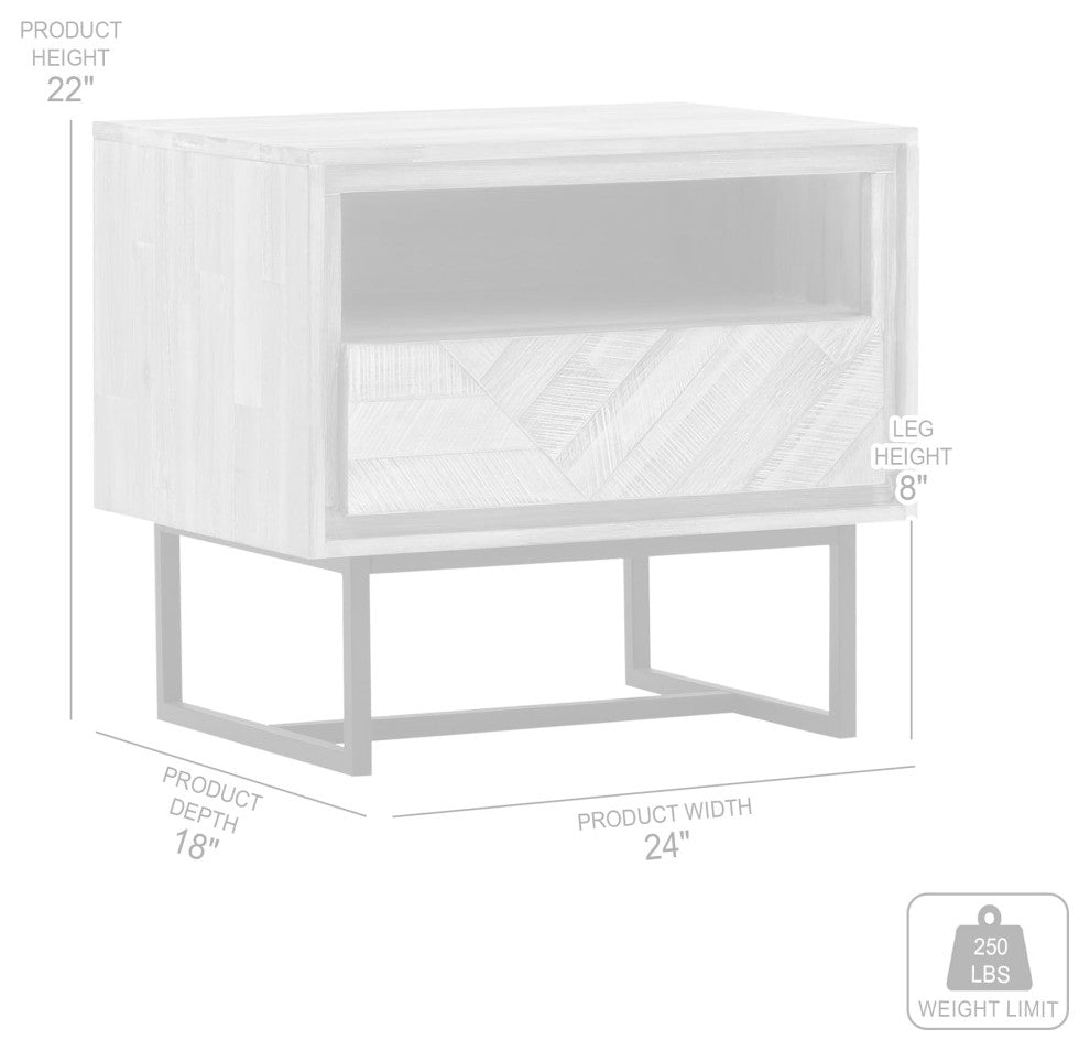 Peridot 1 Drawer Nightstand, Natural Acacia Wood