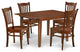 5Pc 42/54" Family Table, 12 In Self Storing Butterfly Leaf, 4 Wood Seat Chairs