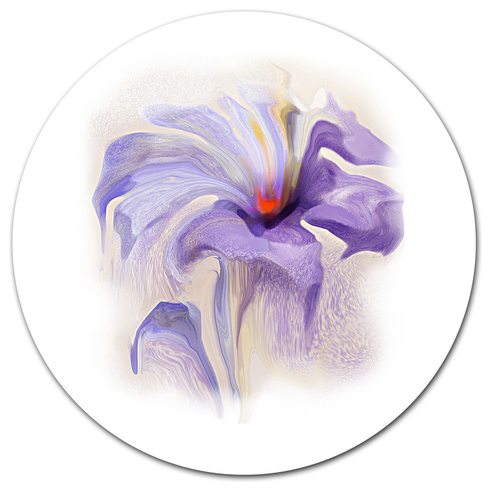 Purple Flower Watercolor Illustration, Animal Round Wall Art, 36"